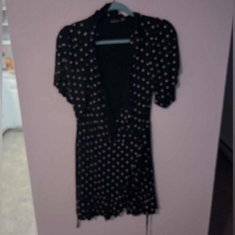 Heart print wrap dress